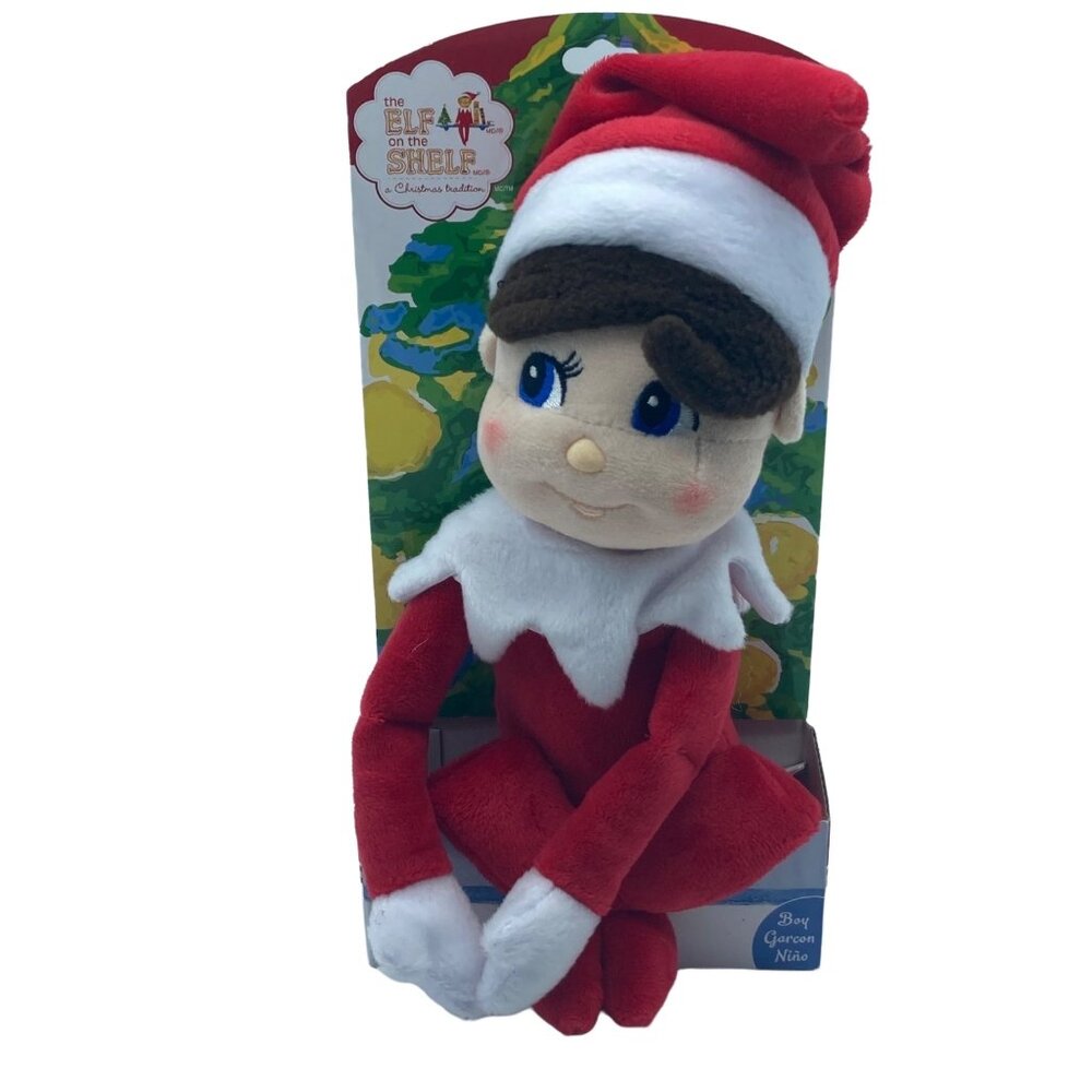 Elf On The Shelf Boy Plushee Pals Christmas Stuffed Toy Blue Eyes Brown Hair NEW